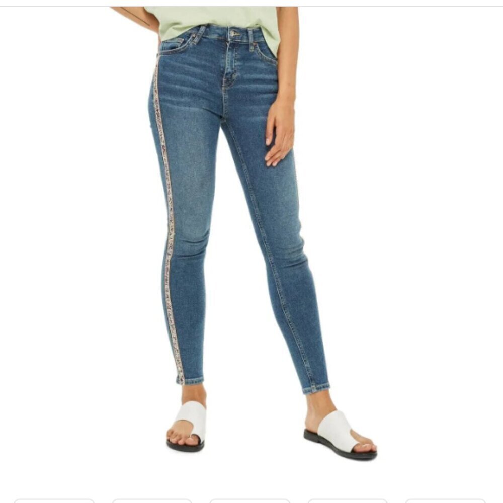 Topshop Moto Jamie Stripe Skinny Jeans Size 28